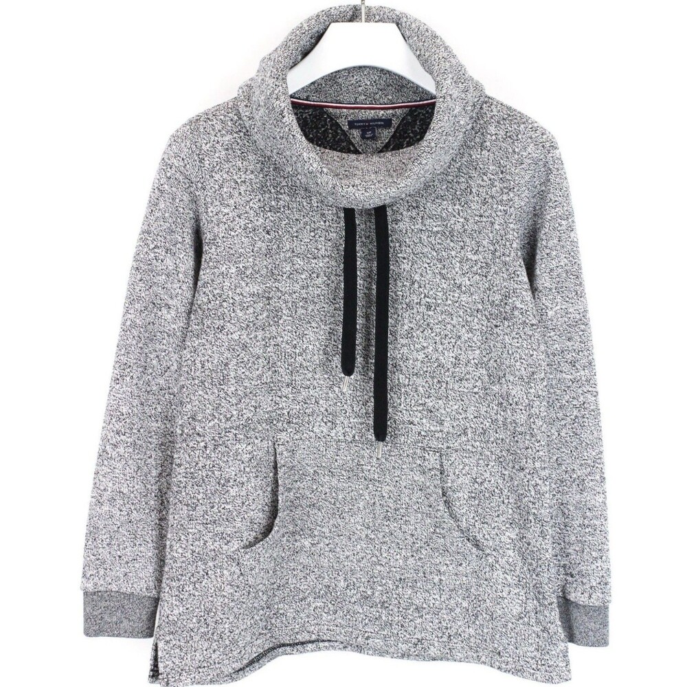 TOMMY HILFIGER Sweatshirt Men's XL Melange Cowl Neck Kangaroo Pocket Strap